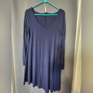 Dearcase Dress, Women's size Large Navy Blue Long Sleeve Dress